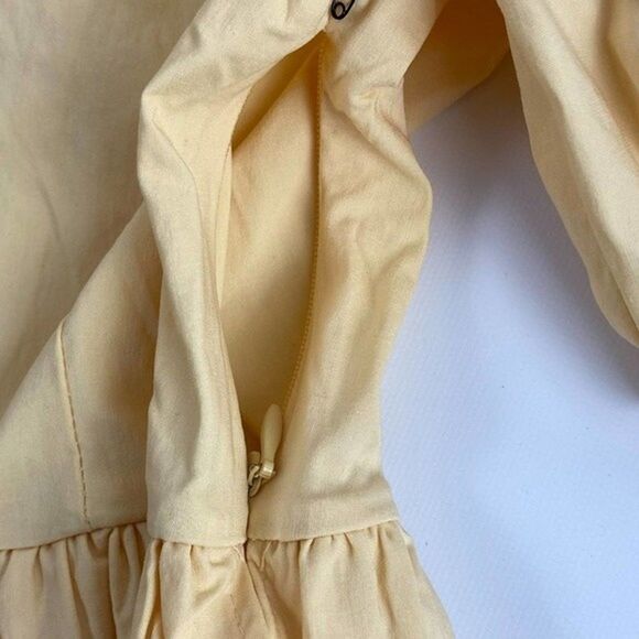 Story On Blouse Womens Small Yellow Lace Up Front Top Short Sleeve - Picture 3 of 5